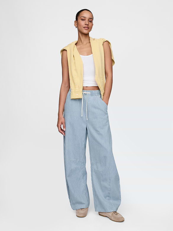 Mid Rise UltraSoft Denim Stripe Easy Horseshoe Jeans