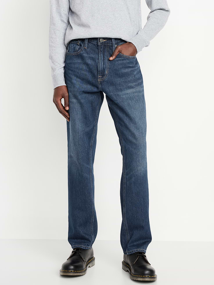 Image number 1 showing, Structured Straight Non-Stretch Jeans