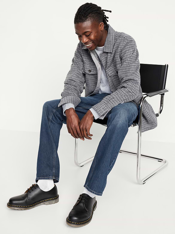Structured Straight Non-Stretch Jeans
