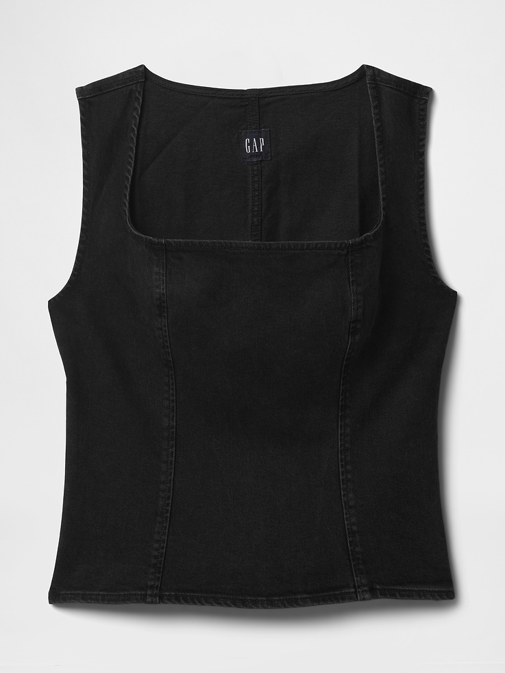 L'image numéro 5 présente Haut à encolure carrée en denim