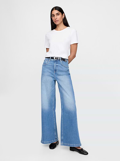 Image number 1 showing, Extra High Rise Stride Wide-Leg Jeans