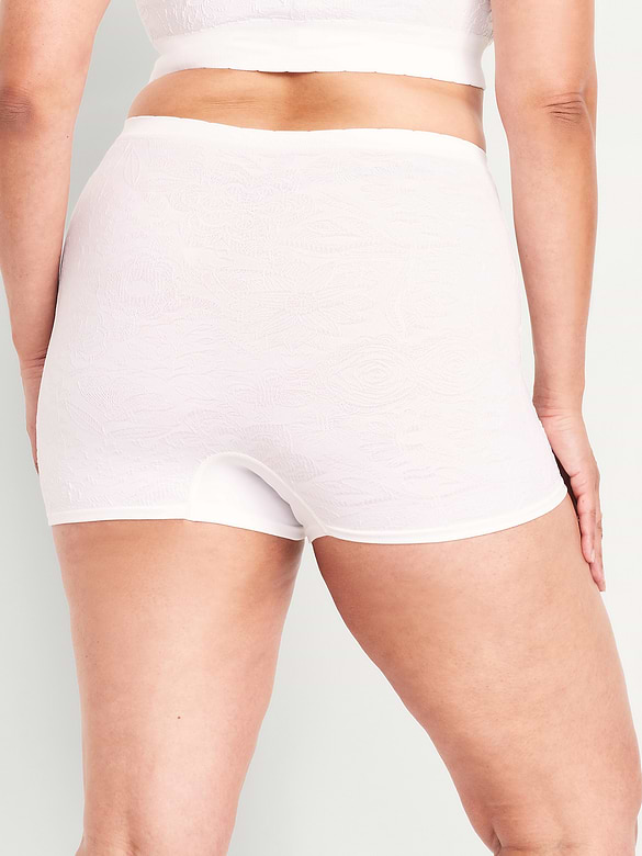 Mid-Rise Seamless Lace Boyshort Underwear