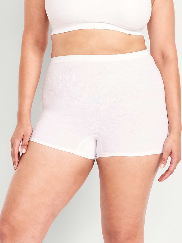 Mid-Rise Seamless Lace Boyshort Underwear