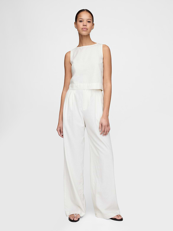 365 High Rise Linen-Blend Trousers
