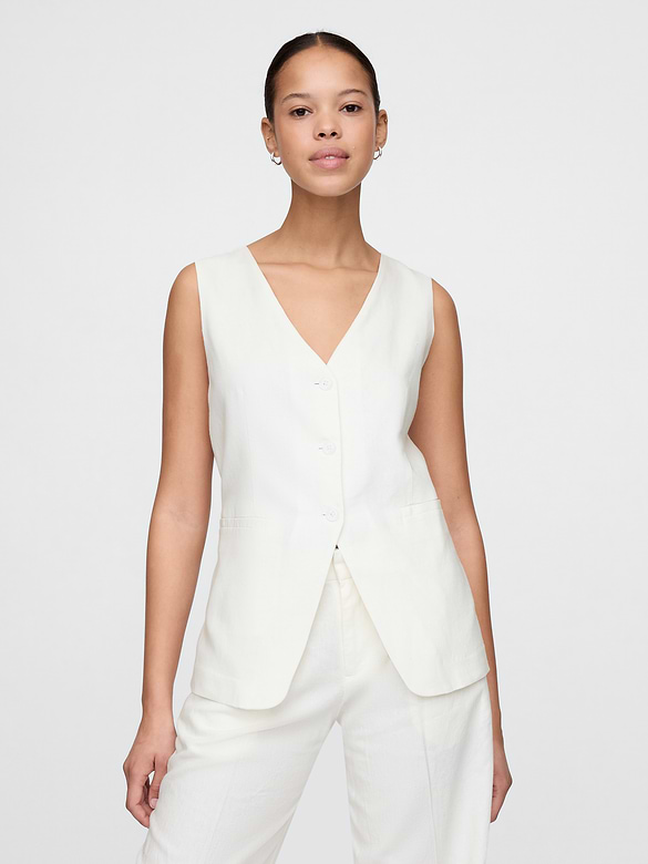 Gilet long en mélange de lin