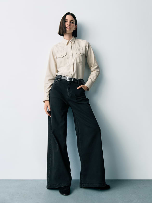 High Rise Stride Wide-Leg Jeans