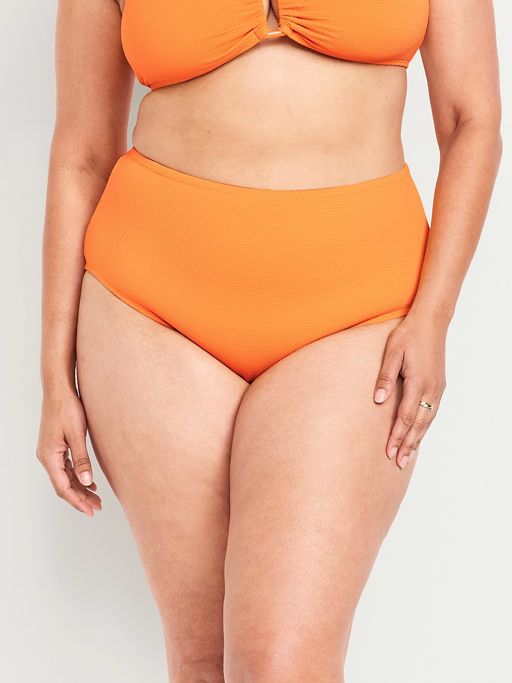 Image number 7 showing, High-Waisted Textured Bikini Swim Bottoms
