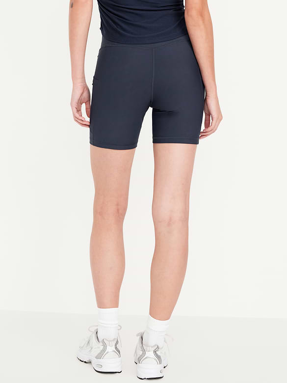 High-Waisted PowerSoft Pocket Biker Shorts -- 6-inch inseam
