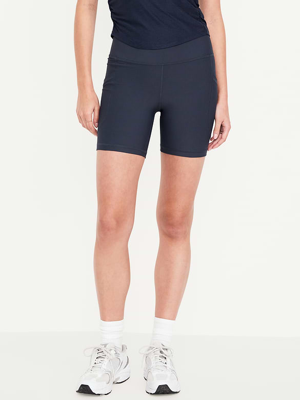 High-Waisted PowerSoft Pocket Biker Shorts -- 6-inch inseam