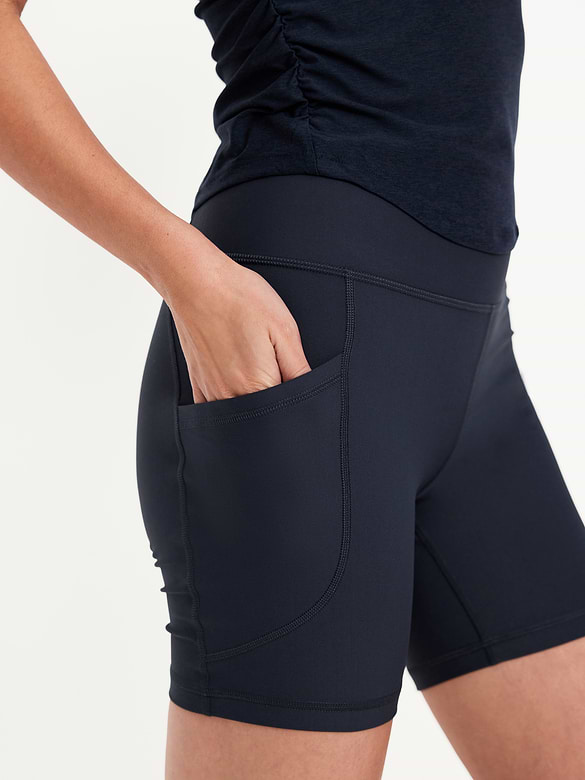 High-Waisted PowerSoft Pocket Biker Shorts -- 6-inch inseam