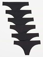 Image number 1 showing, Low-Rise No-Show Thong Underwear 6-Pack