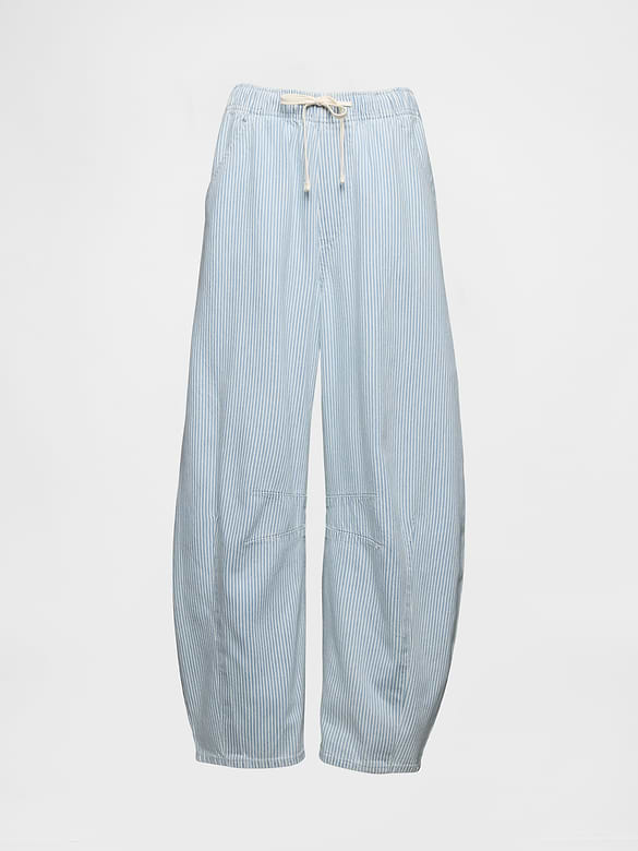 Mid Rise UltraSoft Denim Stripe Easy Horseshoe Jeans