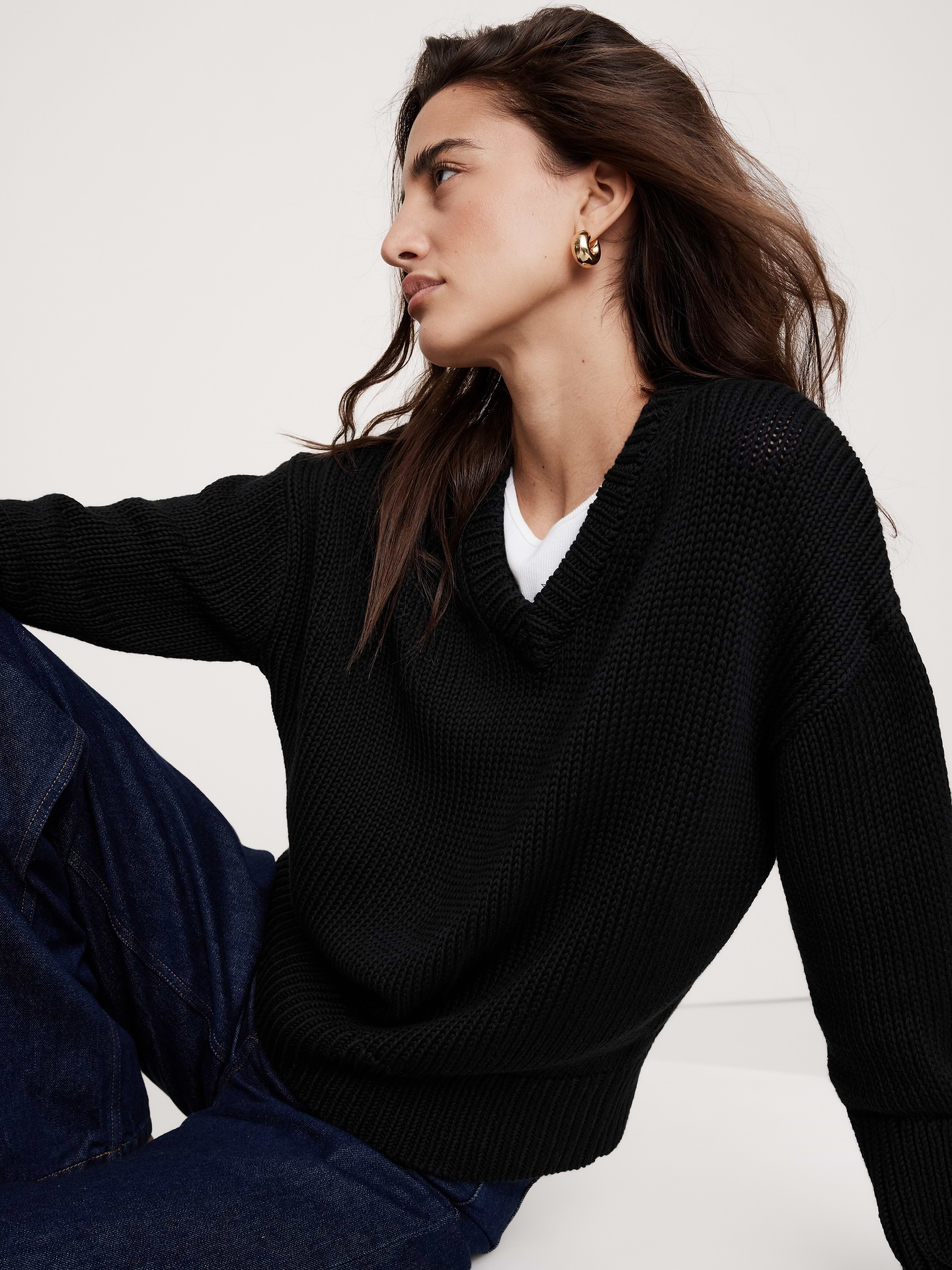 Image number 3 showing, Cotton V-Neck Sweater