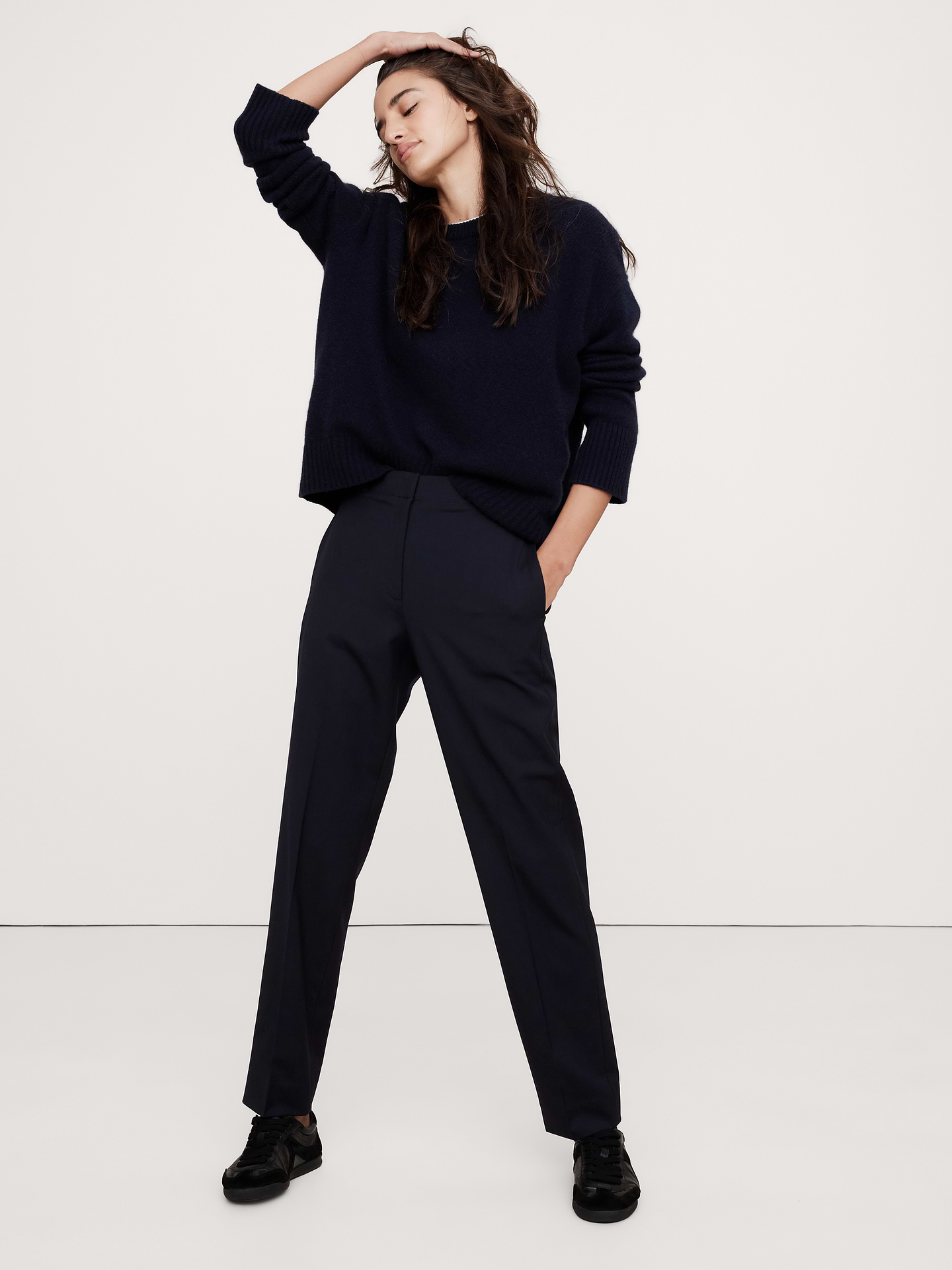 Image number 1 showing, Ultra High-Rise Modern Slim Italian Lightweight Wool Ankle Pant