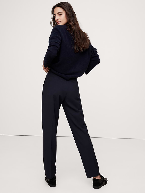 Ultra High-Rise Modern Slim Italian Lightweight Wool Ankle Pant