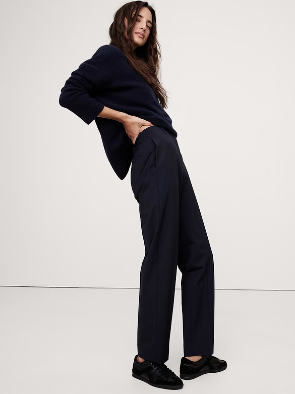 Ultra High-Rise Modern Slim Italian Lightweight Wool Ankle Pant
