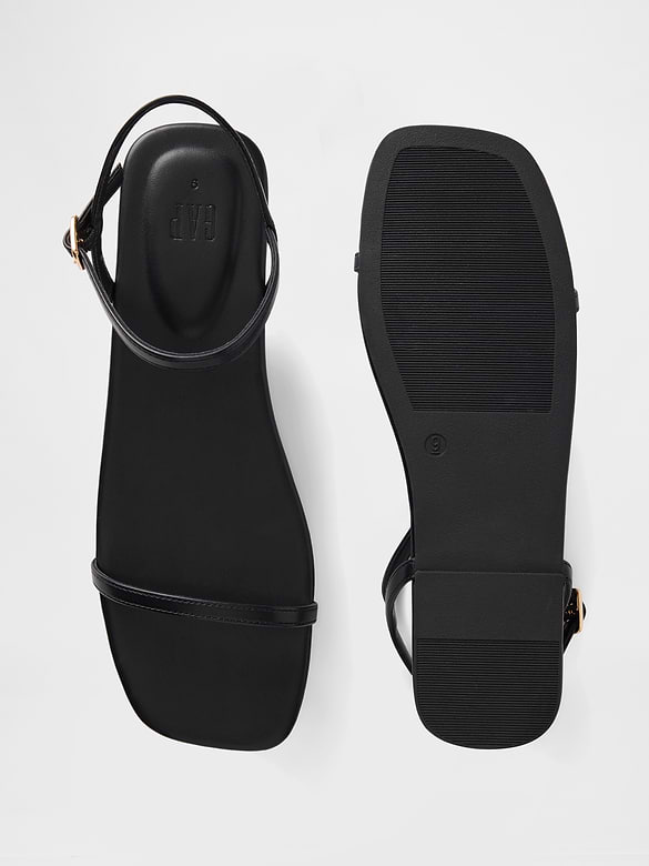 Vegan-Leather Strappy Sandals