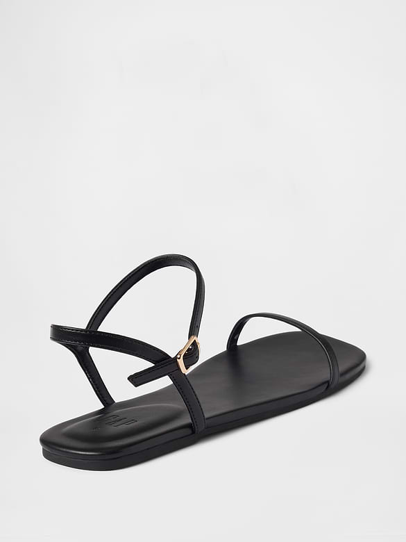 Vegan-Leather Strappy Sandals