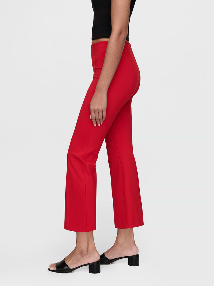 Image 3 de 8, Pantalon mi-évasé court à taille haute en tricot double épaisseur
