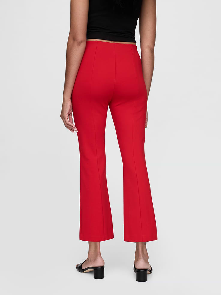 Image 4 de 8, Pantalon mi-évasé court à taille haute en tricot double épaisseur