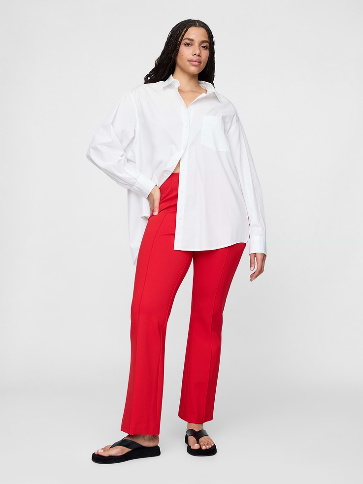 Image 5 de 8, Pantalon mi-évasé court à taille haute en tricot double épaisseur