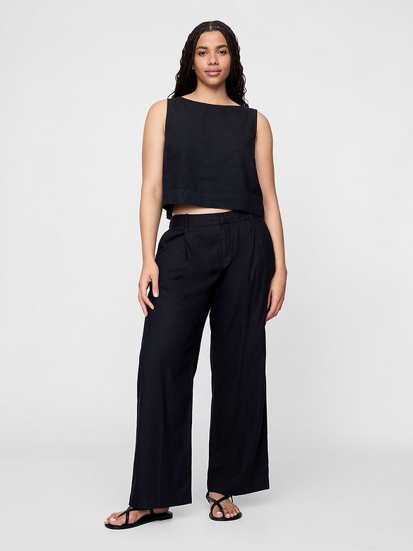 365 Low Rise Linen-Blend Trousers