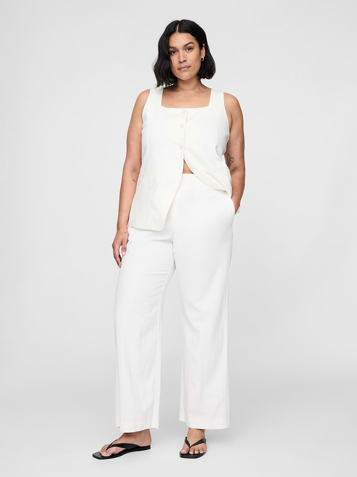 Image number 5 showing, Linen-Blend Relaxed Straight Ankle Pants