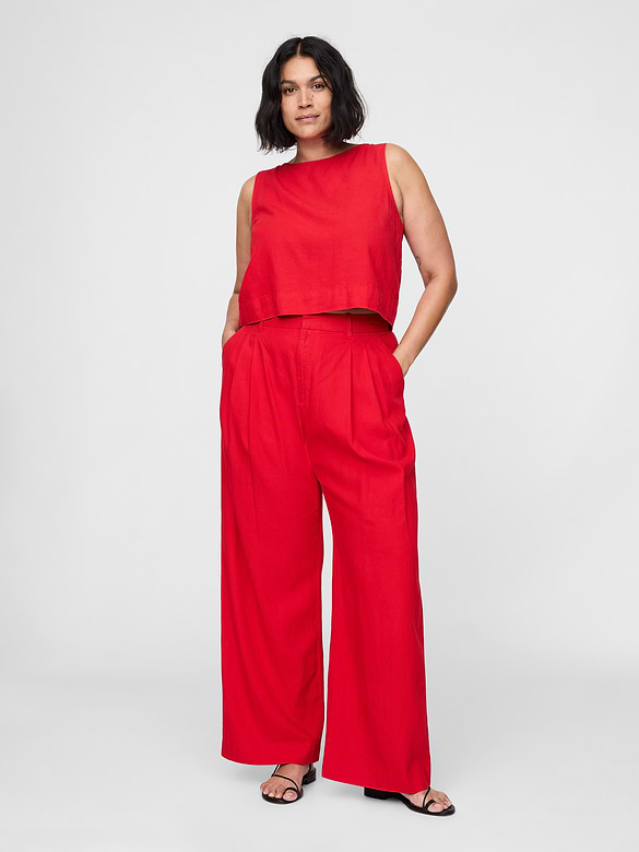 365 High Rise Linen-Blend Trousers