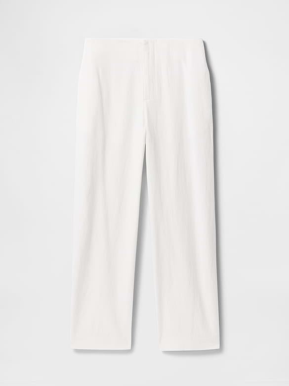 Linen-Blend Relaxed Straight Ankle Pants
