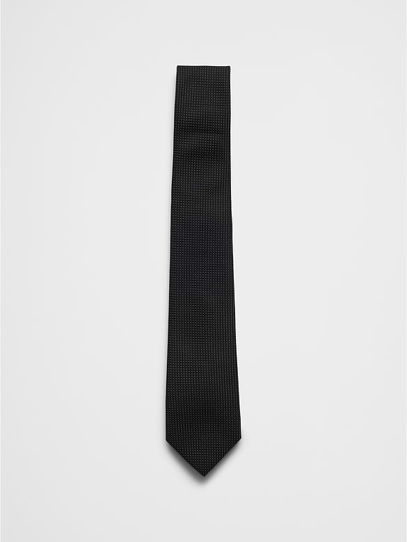 Black Micro Pin Dot Grid Tie