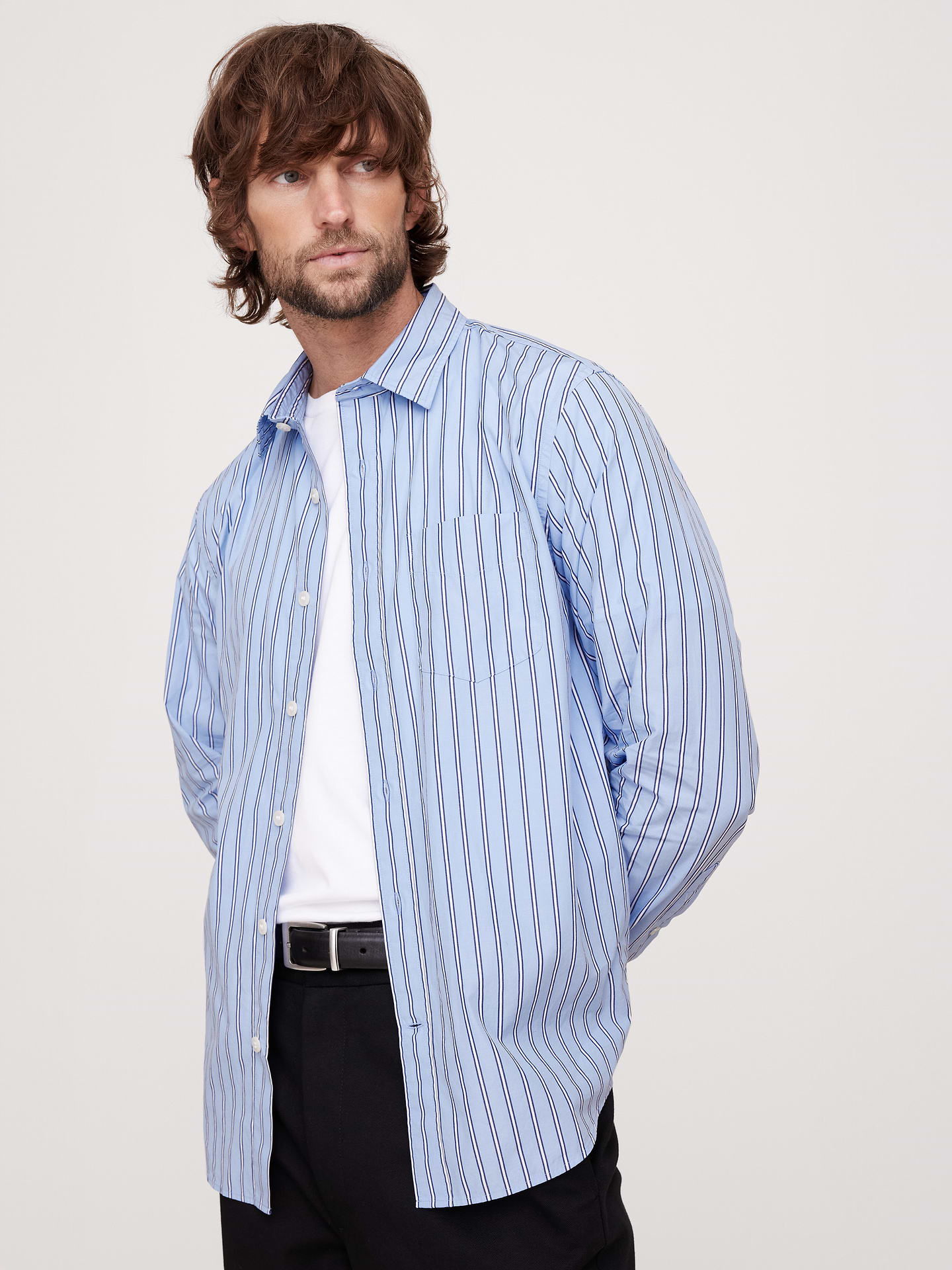 Image number 1 showing, Standard-Fit Washed Cotton Poplin Shirt