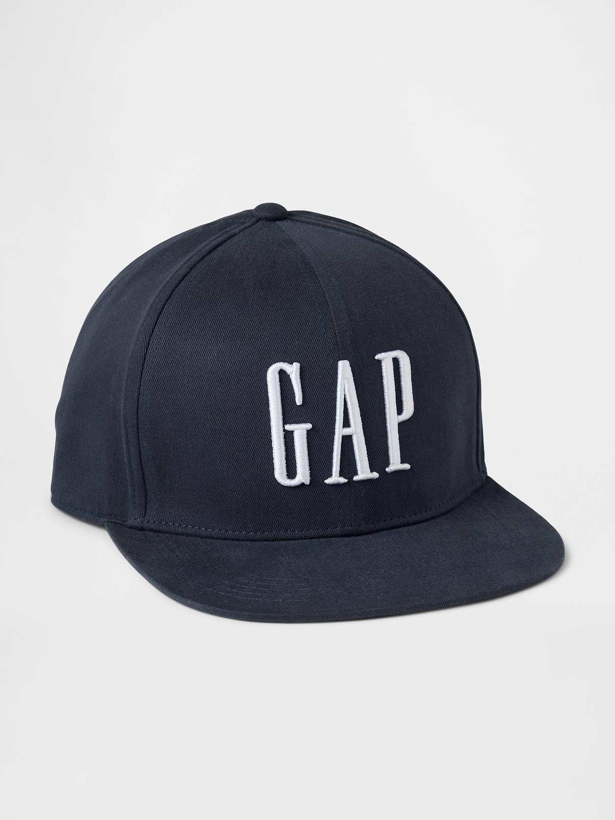 Image 1 of 2, Soft cotton 6-panel baseball hat., Stitching at flat brim., Snap closure at back., Gap logo at front., Made with 100% organically grown cotton, which is better for people and the environment because it's grown without the use of harmful synthetic pesticides and fertilizers., This product was made in a factory that invests in gender equality and women’s empowerment. Through RISE (Reimagining Industry to Support Equality) and Gap Inc.’s program P.A.C.E. (Personal Advancement & Career Enhancement), we support people who make our clothes to build the skills, knowledge, confidence, and resilience needed to advance in work and life. Learn more here ., Product #544069