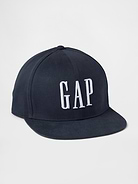 Image 1 of 2, Soft cotton 6-panel baseball hat., Stitching at flat brim., Snap closure at back., Gap logo at front., Made with 100% organically grown cotton, which is better for people and the environment because it's grown without the use of harmful synthetic pesticides and fertilizers., This product was made in a factory that invests in gender equality and women’s empowerment. Through RISE (Reimagining Industry to Support Equality) and Gap Inc.’s program P.A.C.E. (Personal Advancement & Career Enhancement), we support people who make our clothes to build the skills, knowledge, confidence, and resilience needed to advance in work and life. Learn more here ., Product #544069
