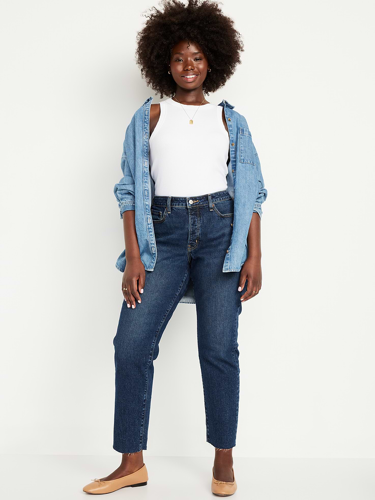 Image number 5 showing, Curvy High-Waisted OG Straight Button-Fly Ankle Jeans