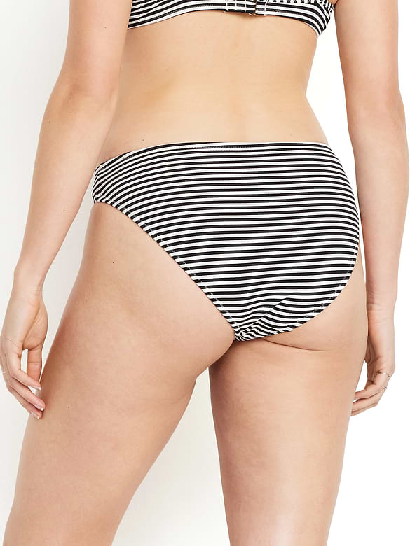 Mid-Rise Textured Bikini Swim Bottoms