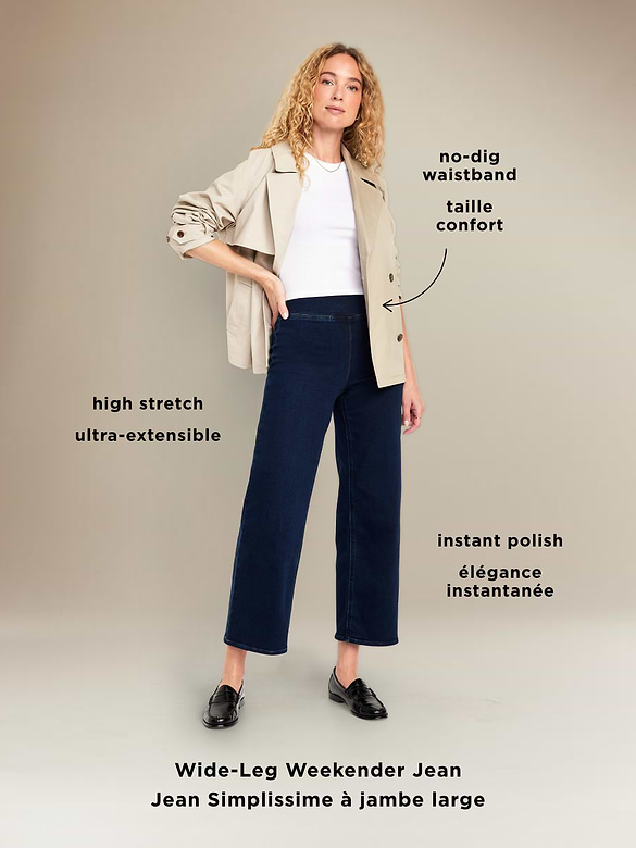 High-Waisted Weekender Pull-On Crop Wide-Leg Jeans