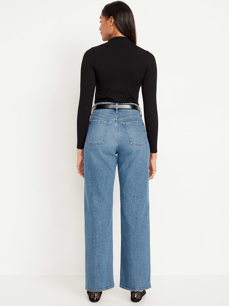 Image number 3 showing, Curvy Extra High-Waisted Wide-Leg Jeans