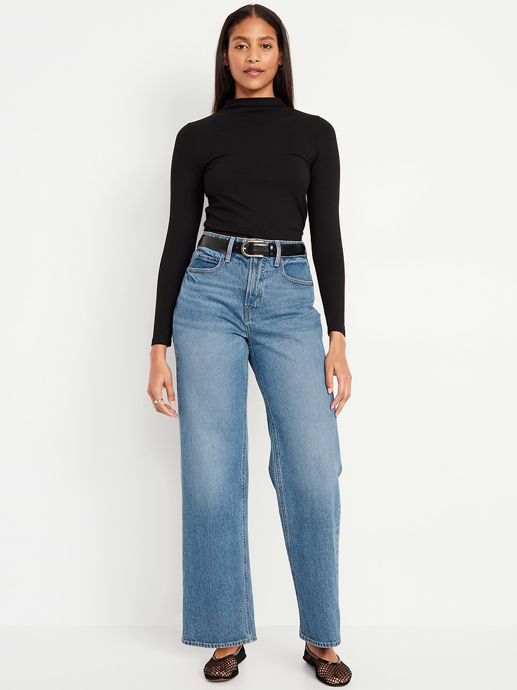 Image number 1 showing, Curvy Extra High-Waisted Wide-Leg Jeans