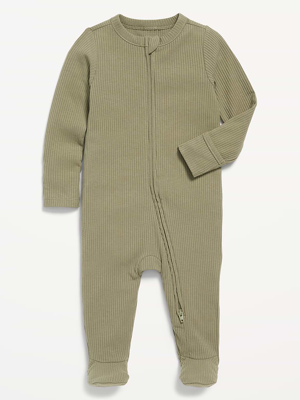 Ribbed 2-Way-Zip Sleep & Play Footed One-Piece for Baby