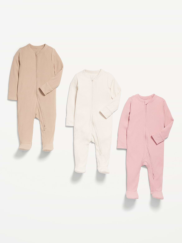 2-Way-Zip Sleep & Play Footed One-Piece 3-Pack for Baby