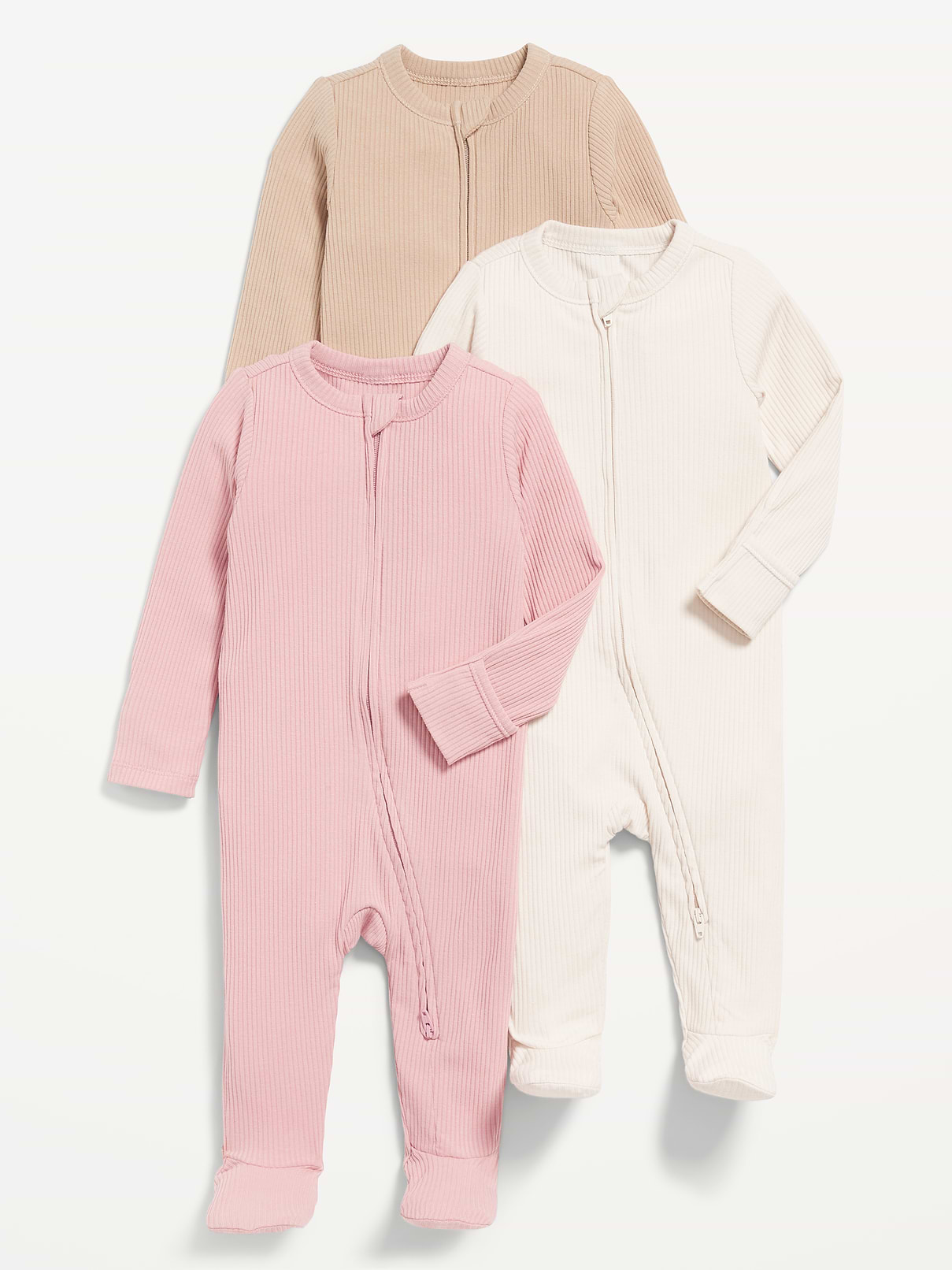 Image number 1 showing, 2-Way-Zip Sleep & Play Footed One-Piece 3-Pack for Baby