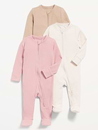 Image number 1 showing, 2-Way-Zip Sleep & Play Footed One-Piece 3-Pack for Baby