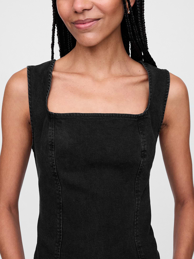 L'image numéro 4 présente Haut à encolure carrée en denim