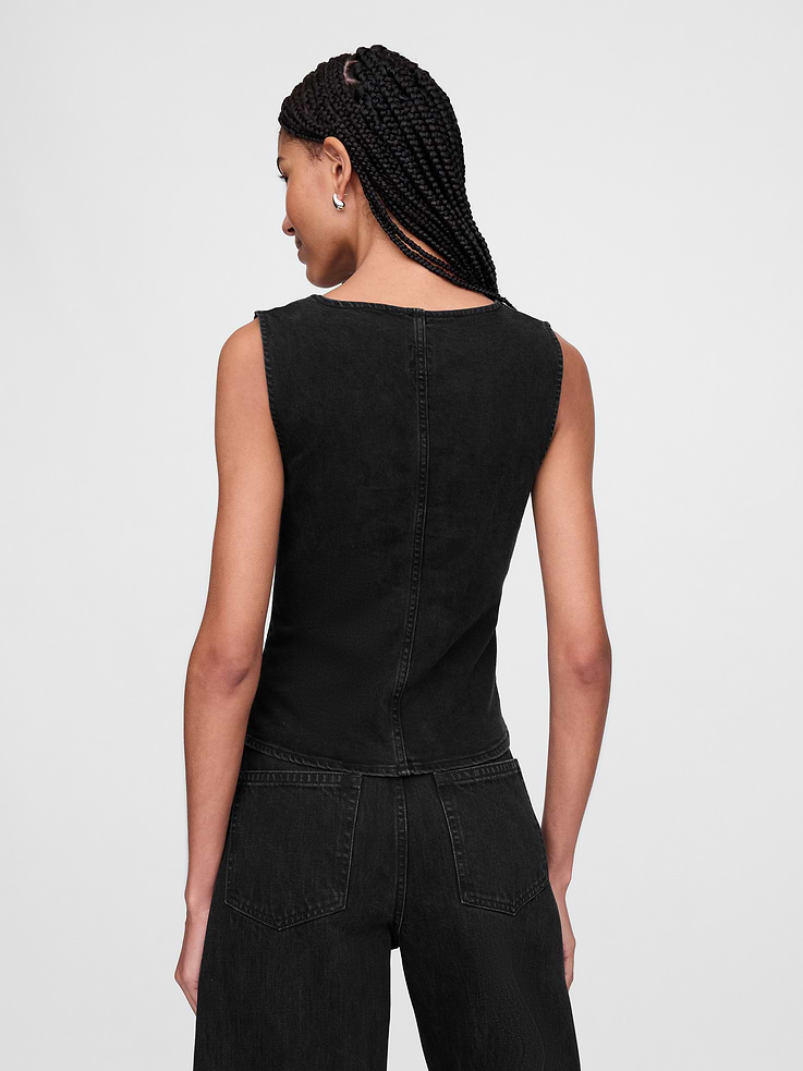 L'image numéro 2 présente Haut à encolure carrée en denim