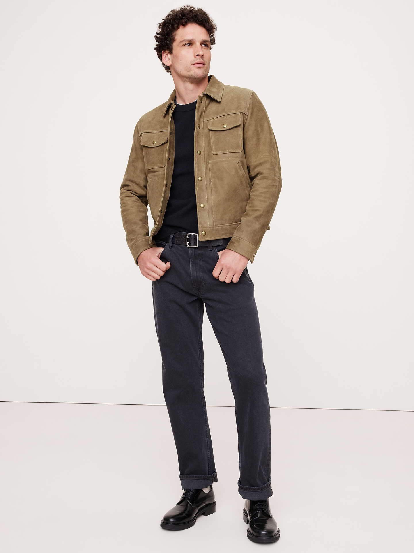 Image number 1 showing, Nubuck Leather Trucker Jacket