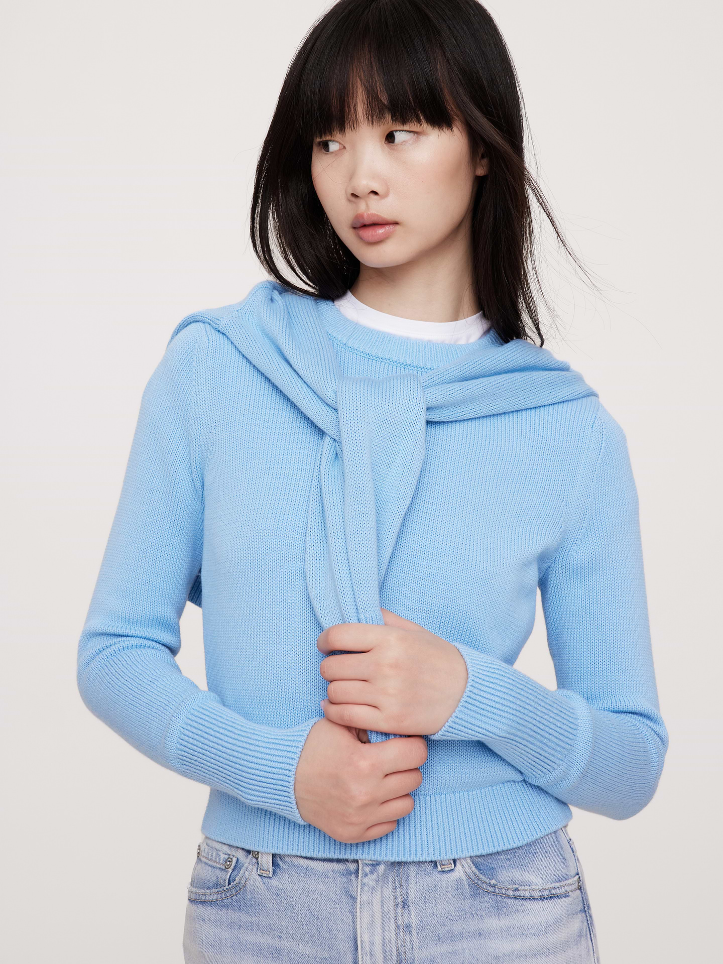 Image number 1 showing, Larkspur Cotton-Silk Shrunken Sweater