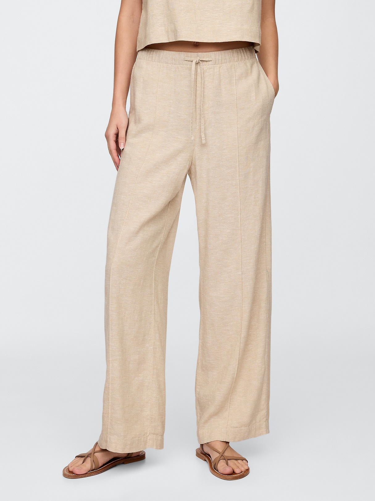 パンツ old gap pure linen wide pants Mid Rise Linen-Blend Pull-On Wide-Leg Pants | Gap Factory