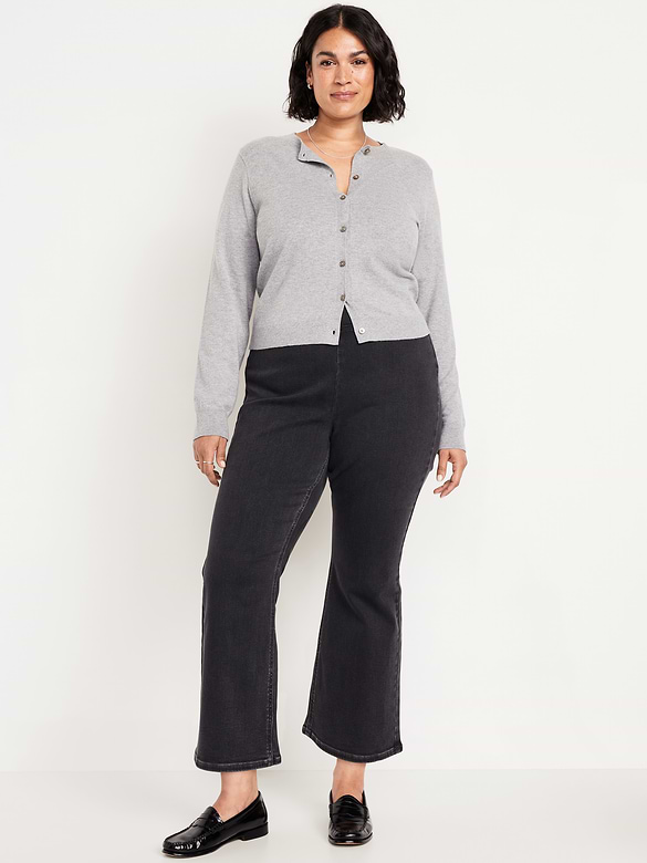High-Waisted Weekender Pull-On Crop Flare Jeans