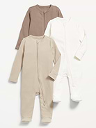 Image number 1 showing, Unisex 2-Way-Zip Sleep & Play Footed One-Piece 3-Pack for Baby