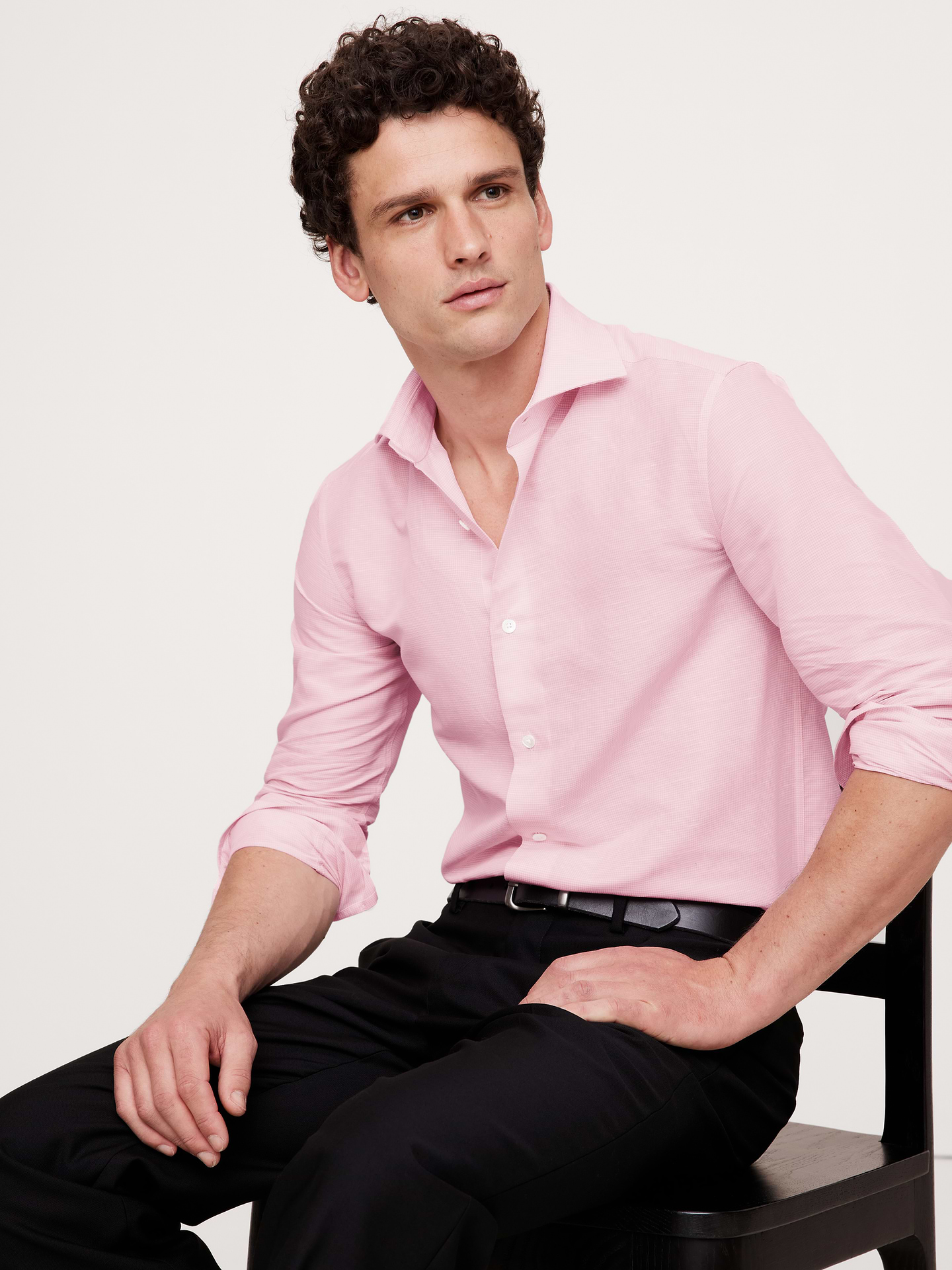 Image number 1 showing, Slim-Fit Linen-Cotton Dress Shirt